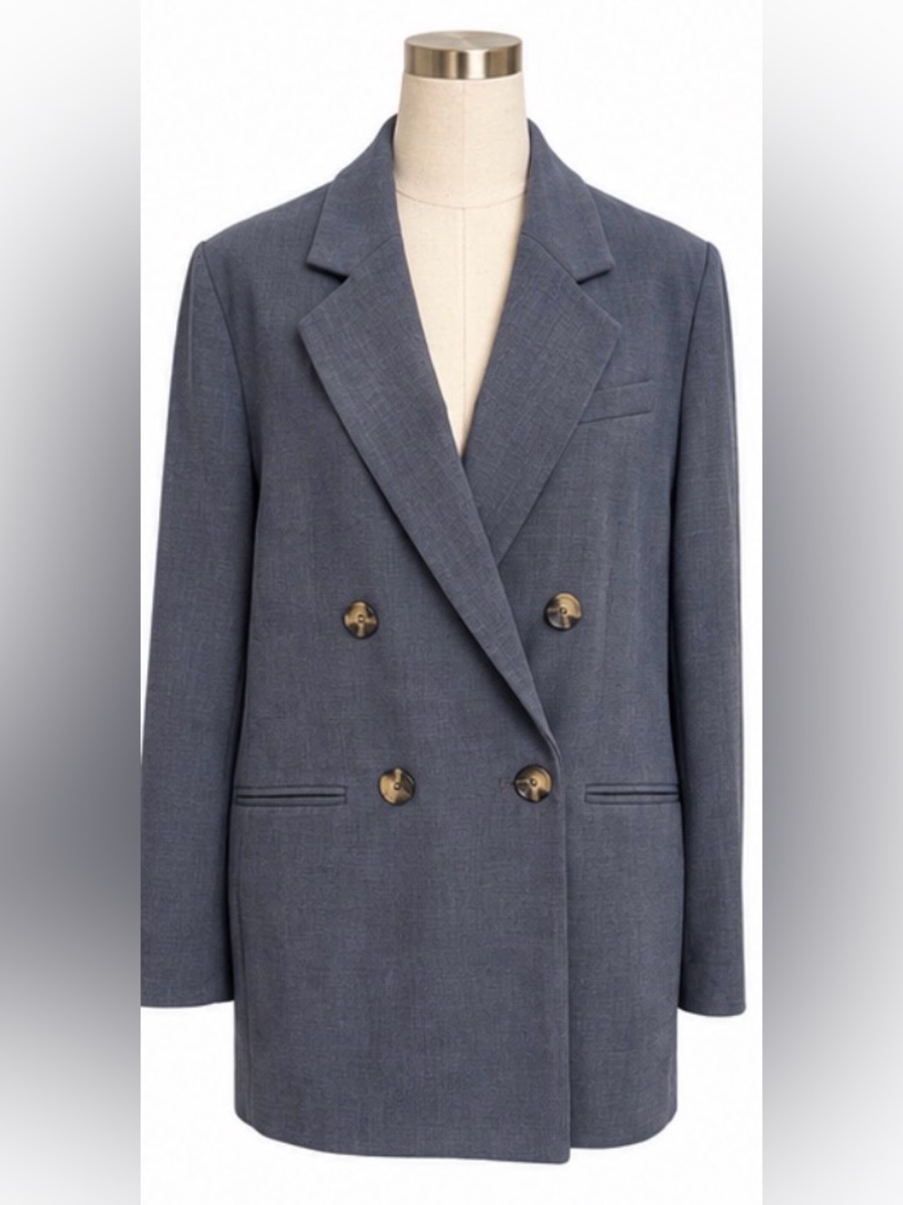 Maeve Anthropologie Double Breasted Oversized Blazer Size 0 Blue Gray
